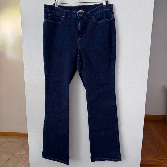 Duluth Trading Co. womans dark wash flare jean Size 14x33 - Picture 1 of 5